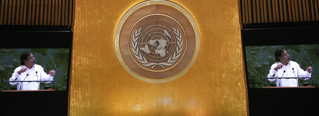 Presidente Petro durante su discurso ante la Asamblea General de la ONU