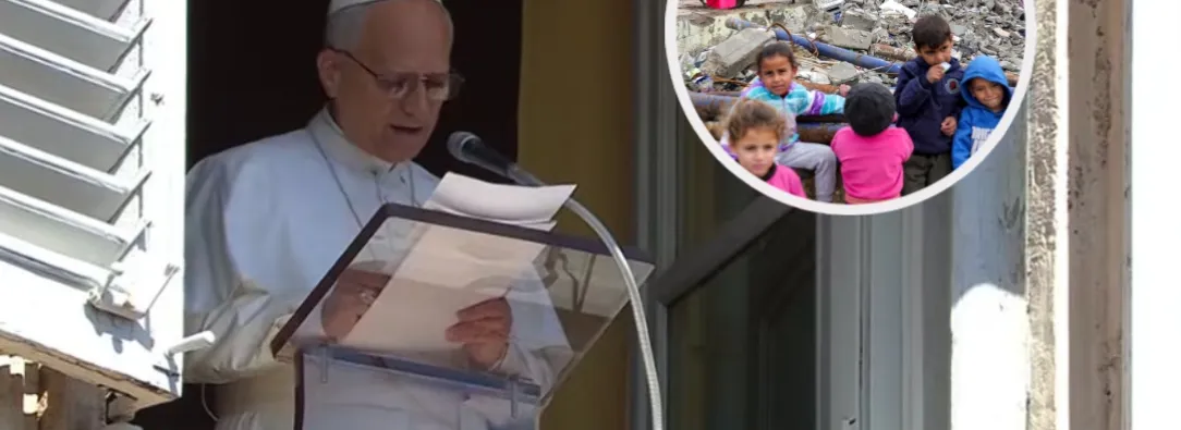 Papa León XVI sobre Gaza. / Fotos: Vatican News y AFP.