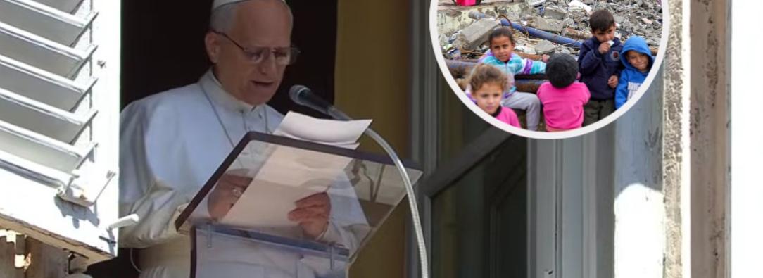 Papa León XVI sobre Gaza. / Fotos: Vatican News y AFP.