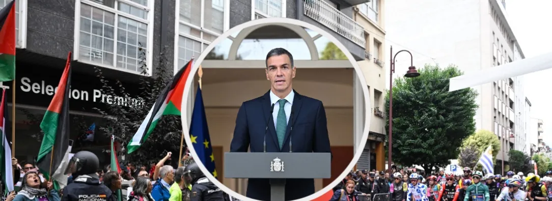 Pedro Sánchez sobre Israel. / Fotos: AFP.