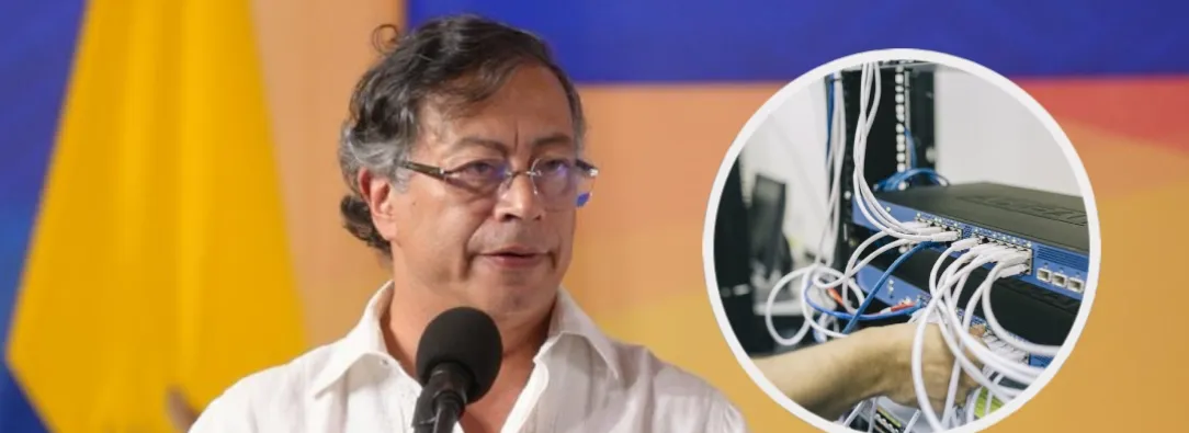 Petro sobre la fibra óptica en el país. / Fotos: Presidencia y Pixabay.
