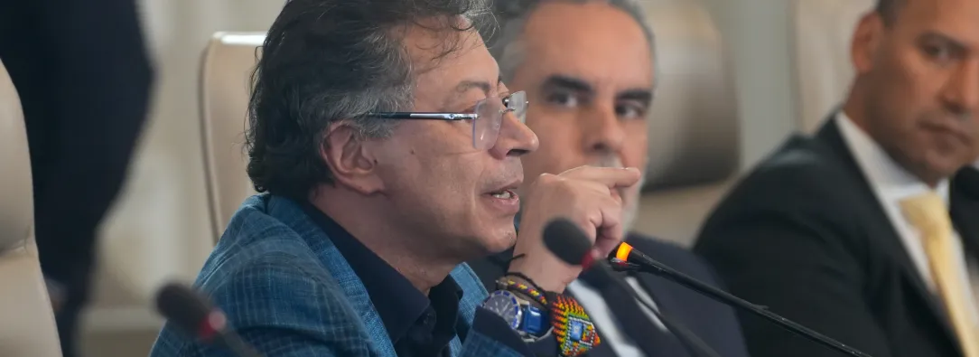 Presidente Petro durante consejo de ministros, denunciando los bombardeos estadounidenses en el pacífico