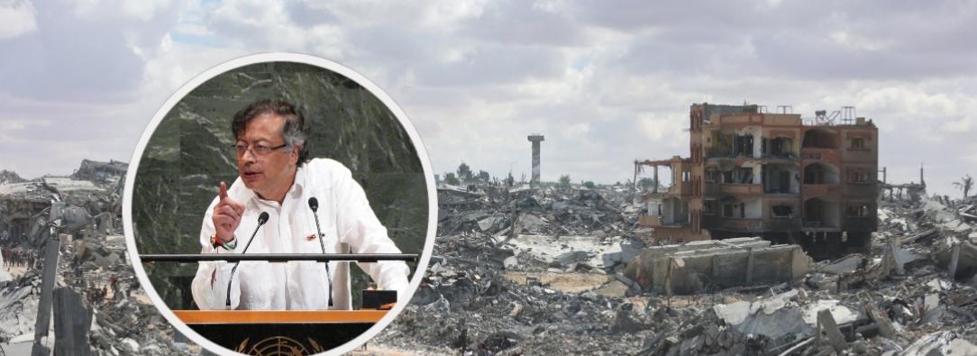 Petro sobre reconstrucción de Gaza. / Fotos: AFP y Presidencia.