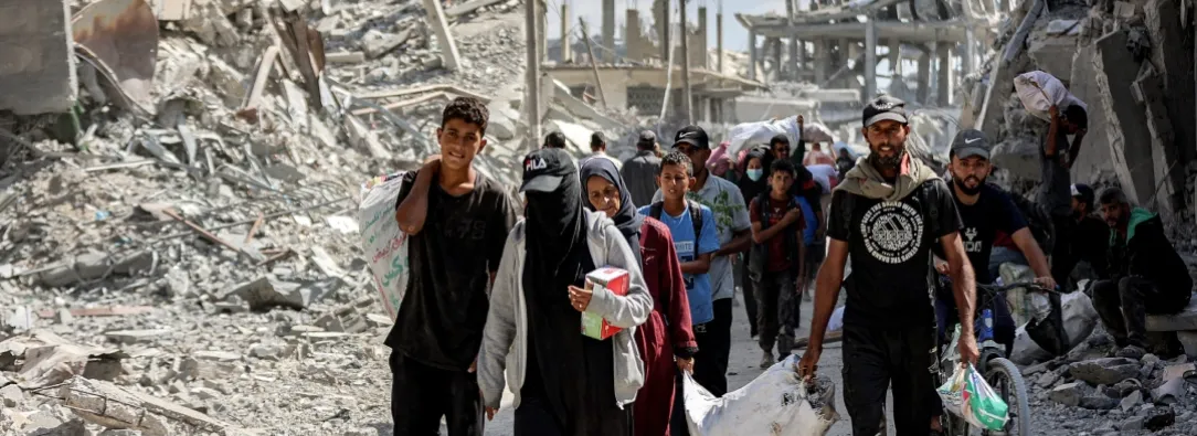 Regreso a Franja de Gaza. / Foto: AFP.