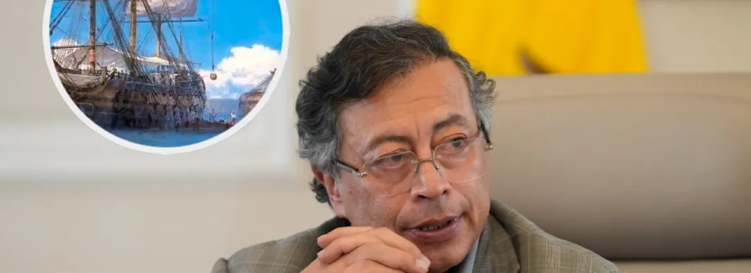 Petro sobre Galeón San José. / Fotos: Presidencia y MinCulturas.