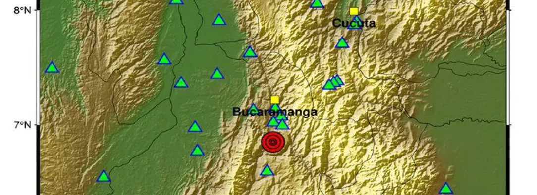 El Servicio Geológico reportó un sismo de magnitud 5.8 con epicentro en Los Santos, Santander, a las 3:27 a.m.