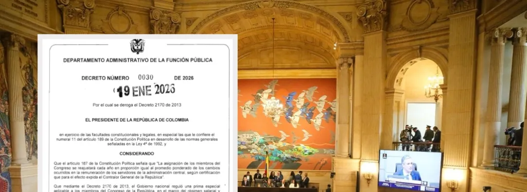 Decreto reduce primas a congresistas. / Foto: Presidencia y AFP.