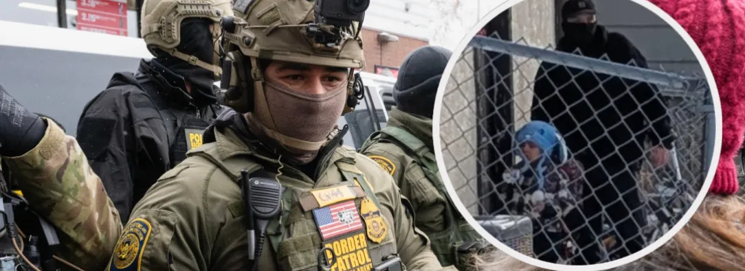 Detienen a niño de 5 años en redada del ICE. / Fotos: AFP y Colegio Columbia Heights. 