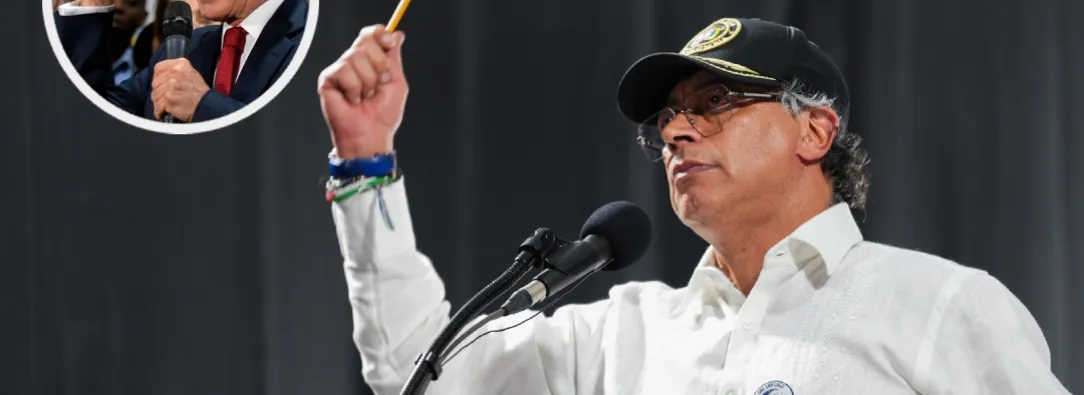 Petro le responde a Uribe sobre la estabilidad laboral. / Fotos: AFP y Presidencia.