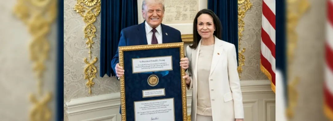 María Corina Machado entrega la medalla del Nobel de la Paz a Trump
