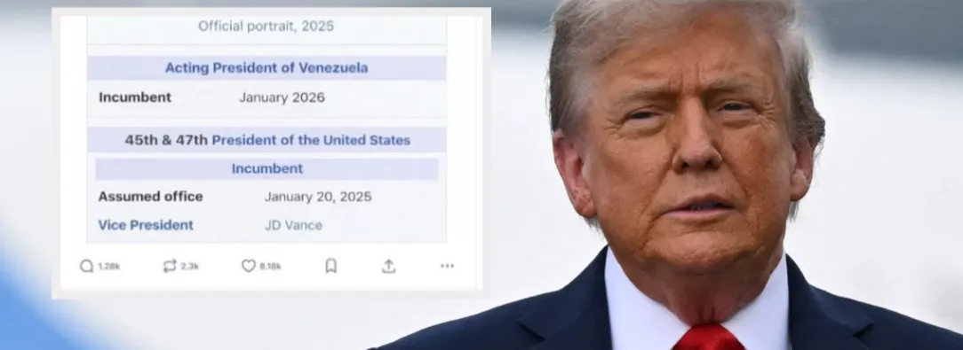 Trump con imagen alterada en Truth Social. / Foto: AFP y Truth Social.
