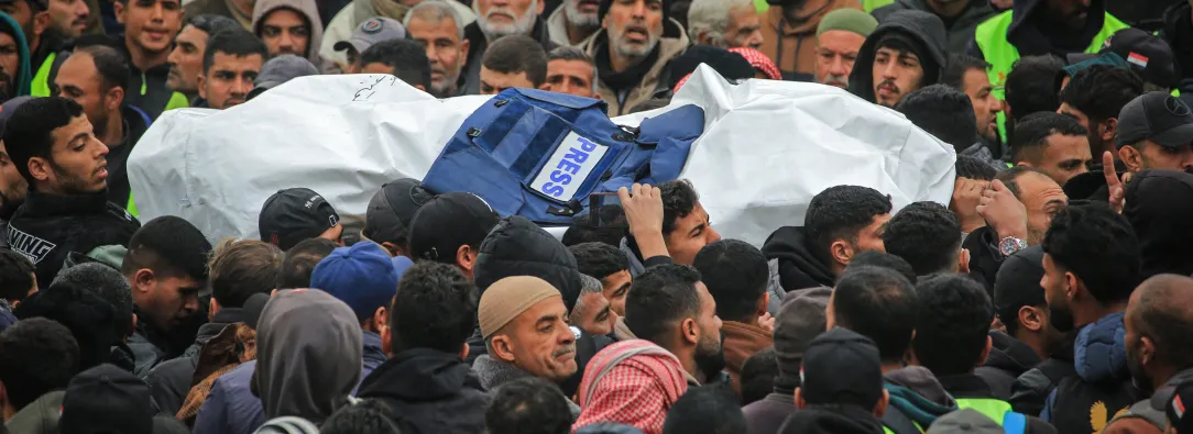 El CJP reporta el segundo año consecutivo con cifras históricas de víctimas de periodistas, con el genocidio en Gaza como el escenario más letal.