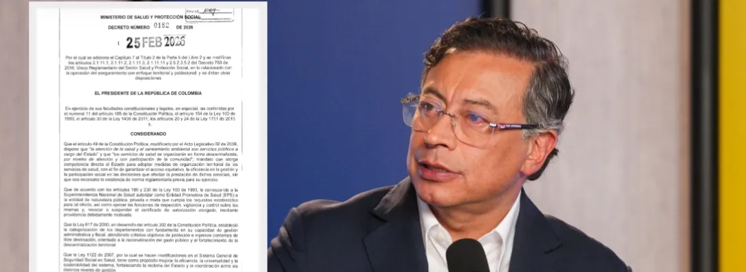 Presidente Petro sobre decreto 0182 de 2026. / Fotos: Presidencia y Redes.