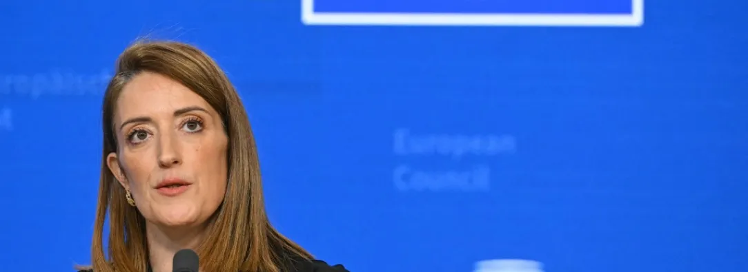La presidenta del Parlamento Europeo, Roberta Metsola. Foto: AFP.