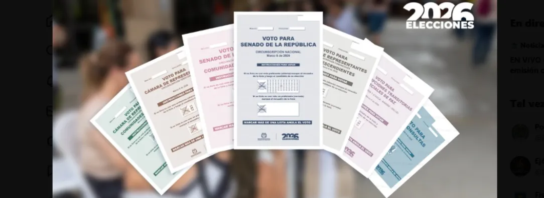 Fotografía de reverso de tarjetones electorales de la Registraduría Nacional