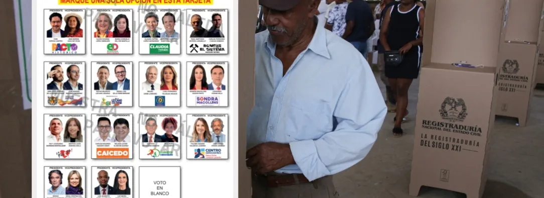 Tarjetón elecciones presidenciales. / Fotos: Registraduría y AFP.