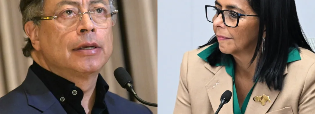 Reunión Petro y Delcy Rodríguez. / Fotos: AFP.