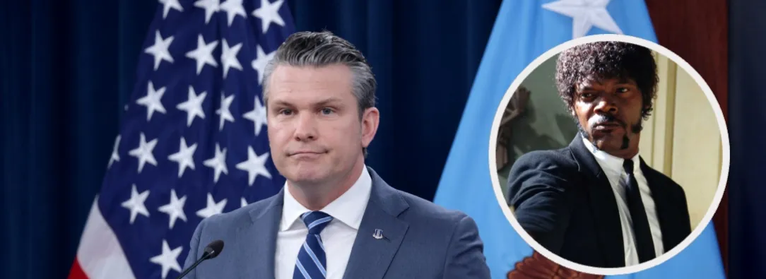 Pete Hegseth con diálogo de pulp fiction. / Fotos: AFP y Creative Commons.