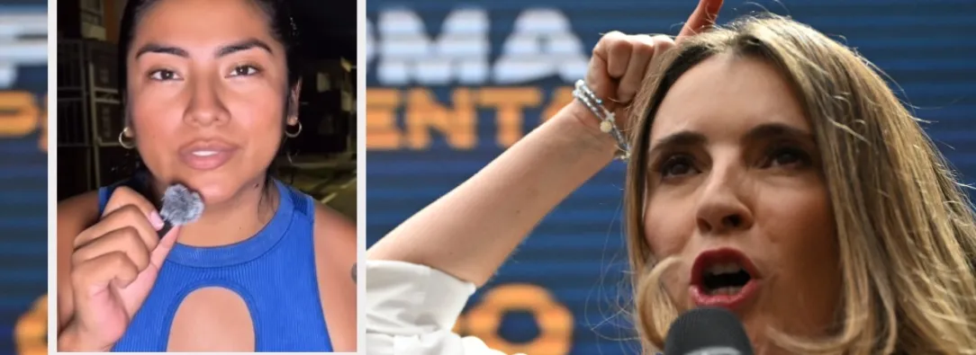 Isabell Sánchez le responde a Paloma Valencia. / Fotos: AFP y video en redes sociales.