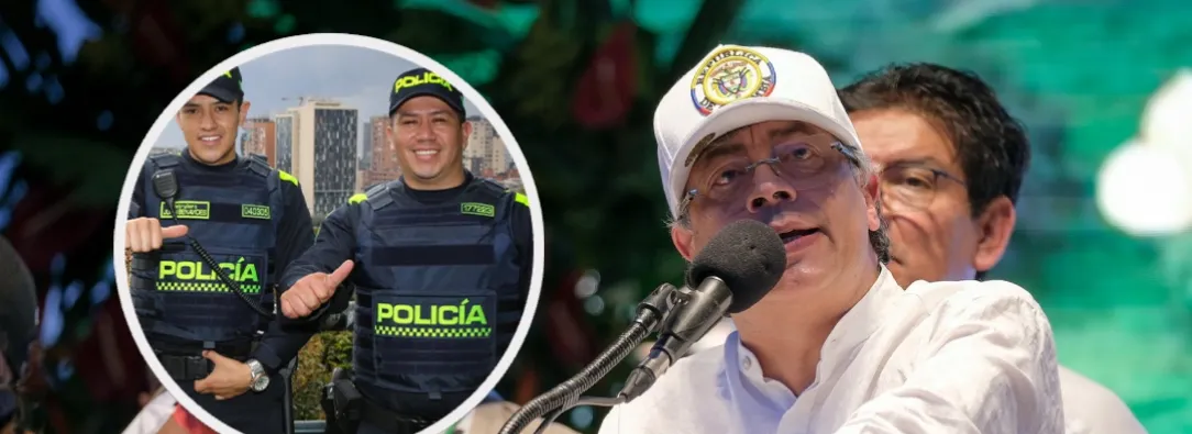 Petro sobre ascenso de más 17.000 patrulleros. / Fotos: Policía Nacional y Presidencia.