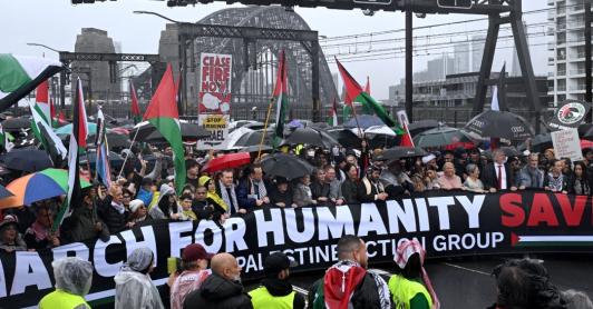 Movilización por Franja de Gaza en Australia. / Foto: AFP.