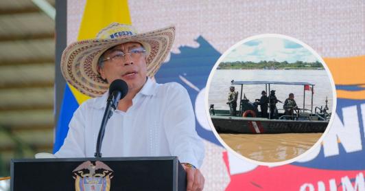 Petro sobre isla Santa Rosa. / Fotos: Presidencia y AFP.