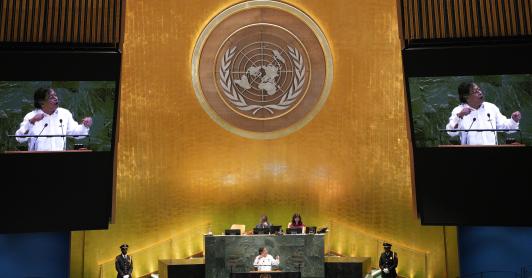 Presidente Petro durante su discurso ante la Asamblea General de la ONU