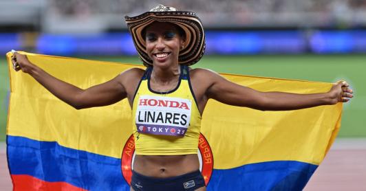 Medalla de bronce para Natalia Linares. / Foto: AFP.