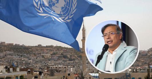 Petro sobre propuesta ante la ONU. / Fotos: AFP y Presidencia.