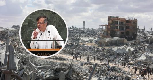 Petro sobre reconstrucción de Gaza. / Fotos: AFP y Presidencia.
