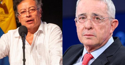 Petro sobre Uribe Vélez. / Fotos: AFP.