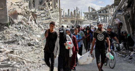 Regreso a Franja de Gaza. / Foto: AFP.