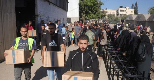 Ayuda humanitaria en Gaza. / Foto: AFP.