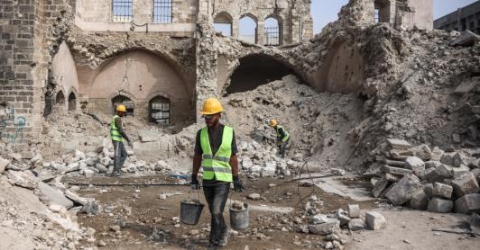 Reconstrucción de Palacio del Pachá en Gaza. / Foto: AFP.