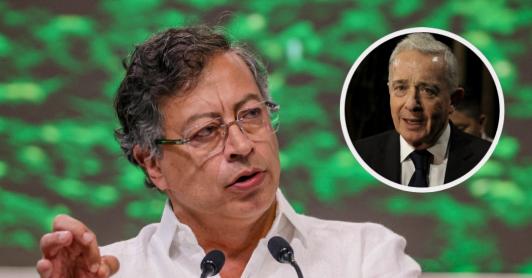 Presidente Petro sobre propuestas de Uribe. / Fotos: Presidencia y AFP. 