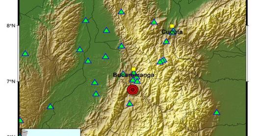 El Servicio Geológico reportó un sismo de magnitud 5.8 con epicentro en Los Santos, Santander, a las 3:27 a.m.