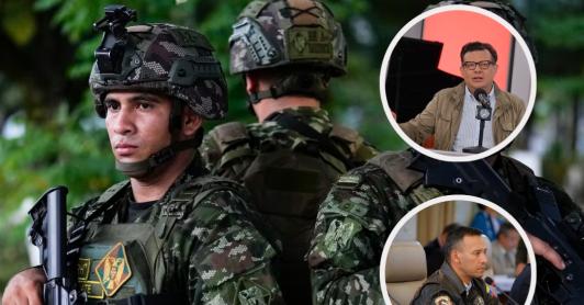 Mensajes navideños para soldados en Radio Nacional. / Fotos: Presidencia, Ejército y RTVC.