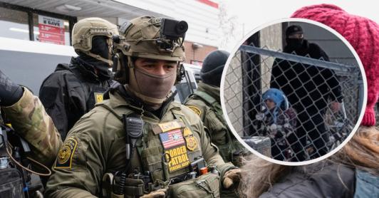 Detienen a niño de 5 años en redada del ICE. / Fotos: AFP y Colegio Columbia Heights. 
