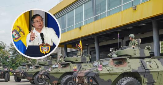 Petro sobre 145 vehículos blindados en el país. / Fotos: Presidencia y Ejército de Colombia.