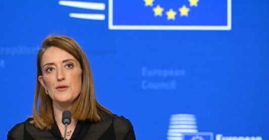 La presidenta del Parlamento Europeo, Roberta Metsola. Foto: AFP.