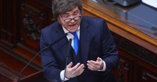 Javier Milei sobre presunto caso de criptomoneda. / Foto: AFP.