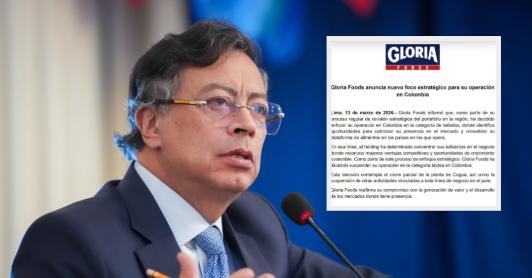 Petro sobre salida de Grupo Gloria y sector lechero. / Fotos: Presidencia y Grupo Gloria.