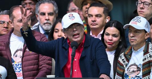 Presidente Petro en movilización. / Foto: AFP.