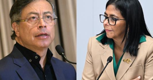 Reunión Petro y Delcy Rodríguez. / Fotos: AFP.