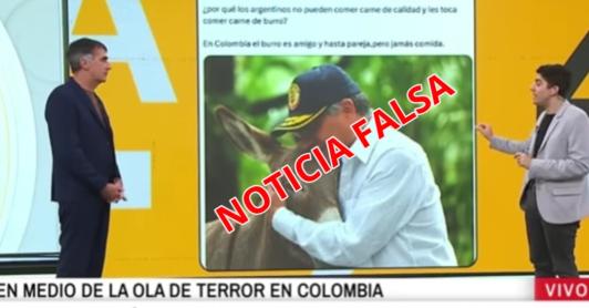 Fake news sobre Petro y la carne de burro. / Foto: Captura de video A24.