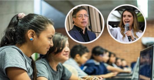 Petro sobre bonos escolares de Paloma Valencia. / Fotos: Alcaldía de Bogotá, AFP y Presidencia.