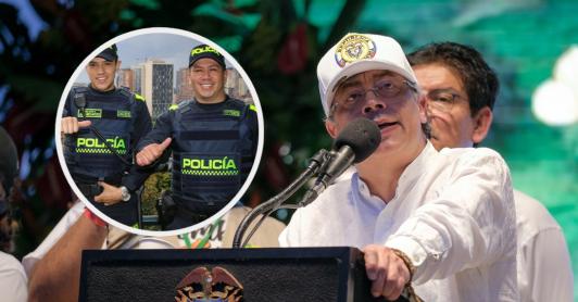 Petro sobre ascenso de más 17.000 patrulleros. / Fotos: Policía Nacional y Presidencia.