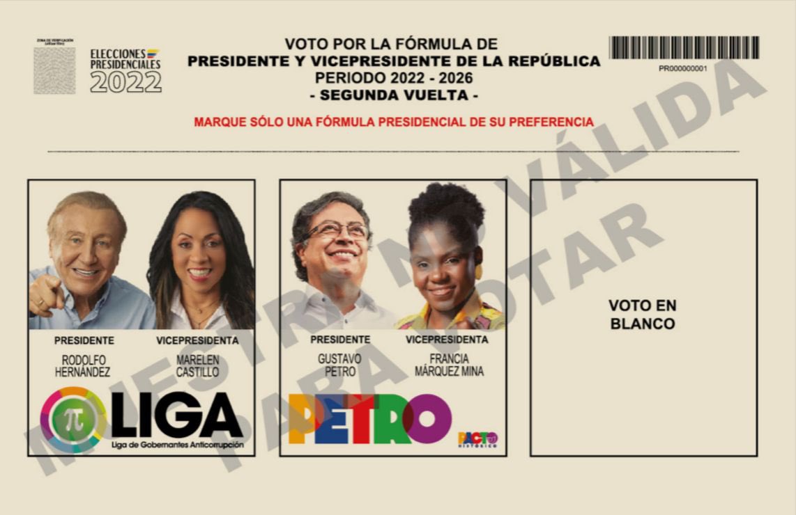 Candidatos presidenciales 2022 Colombia: Tarjetón